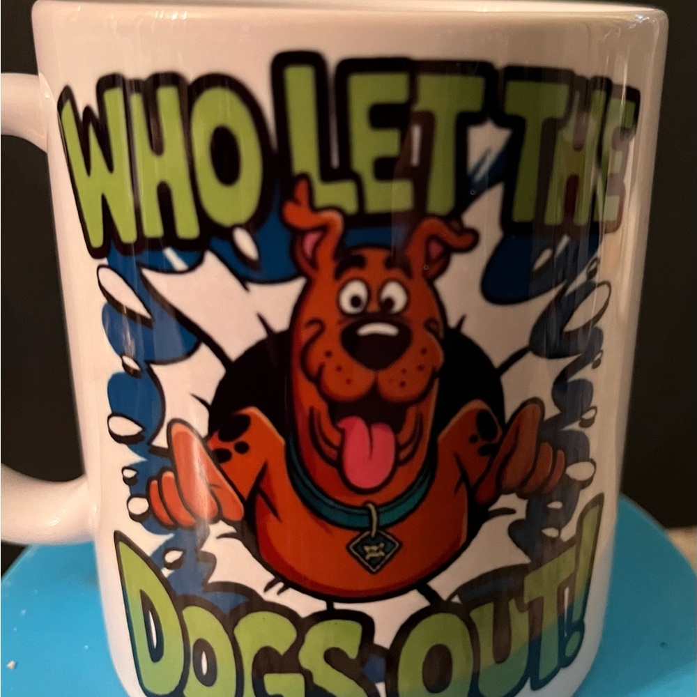 Scooby Doo White Ceramic Mug with Who Let the Dogs Out! NEW